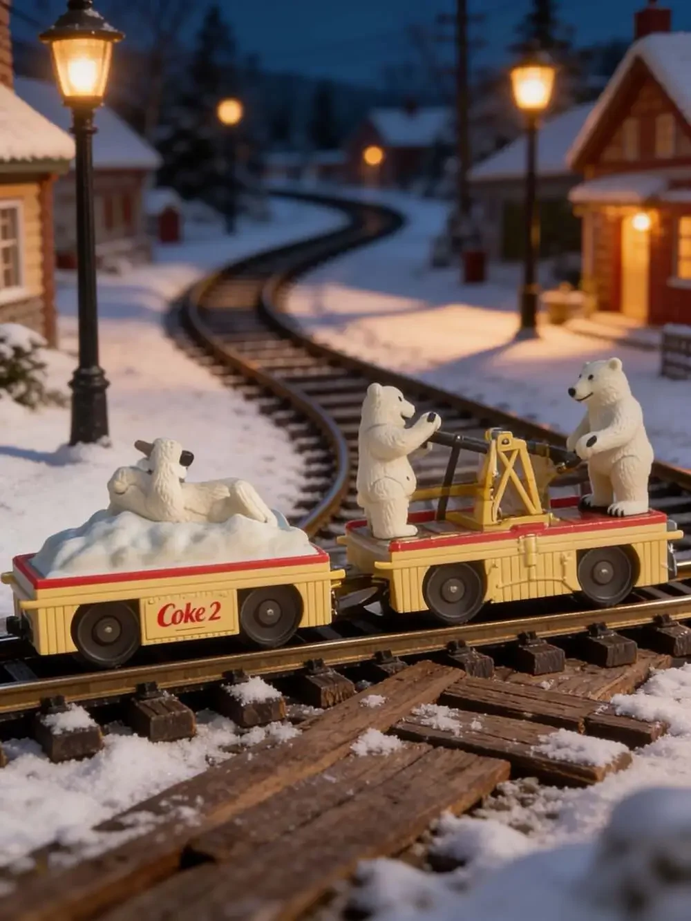 K-Line O Gauge K2625-02 Coca-Cola Polar Bear Handcar and Trailer Train Set
